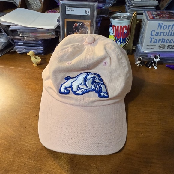 Notre Dame Light Pink And Embroidered Blue Bulldog Adjustable Baseball Cap Hat - Picture 11 of 11